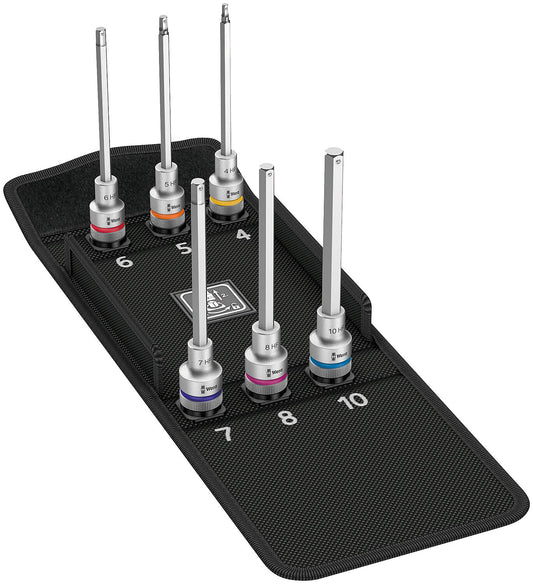 Satz Steckschlüsseleinsatz WERA 6-teilig, 1/2", Innensechskant SW 4-10, lang