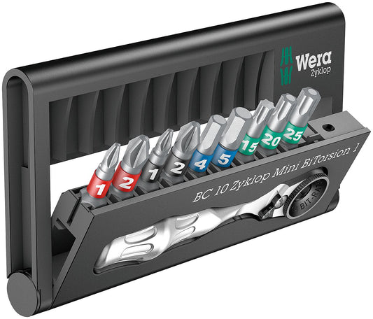 Coffret de 10 embouts WERA Bit-Check comprenant le Zyklop Mini BiTorsion