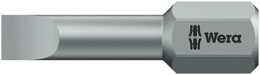 Wera 800/1 TZ slotted bit with 1/4" drive, metric, short, tough with torsion zone, SL4.0 x 0.5 x 25 mm