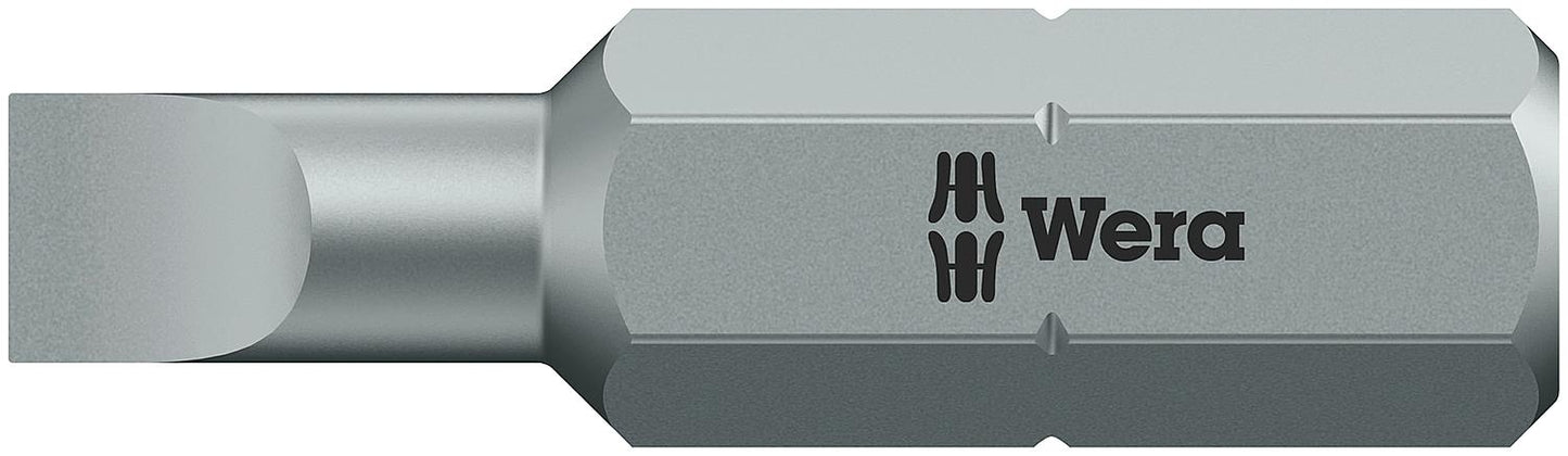 Wera 800/1 Z slotted bit with 1/4" drive, metric, short, tough, SL4.5 x 0.6 x 25 mm