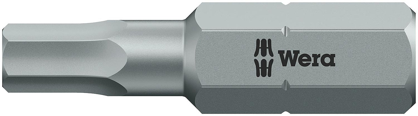Wera 840/1 Z internal hexagon bit with 1/4" drive, metric, short, tough, Hex-Plus, SW 4.0 x 25 mm