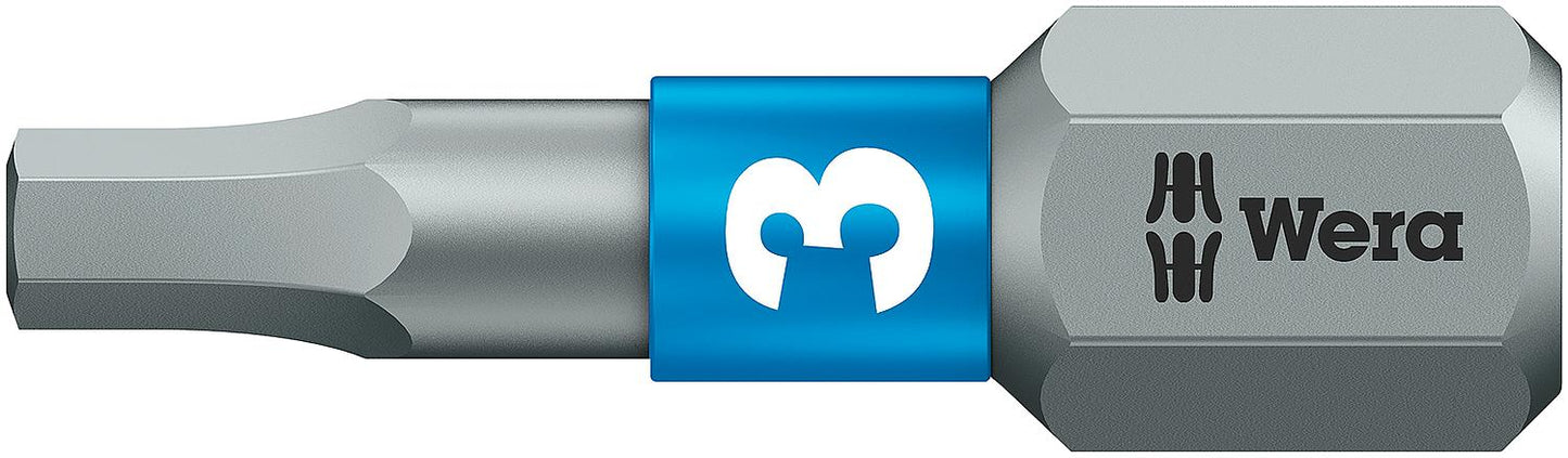 Wera 840/1 BTZ internal hexagon bit with 1/4" drive, metric, short, tough with BiTorsion zone, Hex-Plus, SW 1.5 x 25 mm