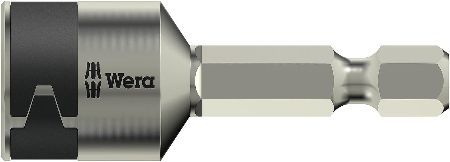 Wera 3869/4 external hexagon socket bit with 1/4" drive, metric, stainless steel with retaining spring, 7.0 x 50 mm