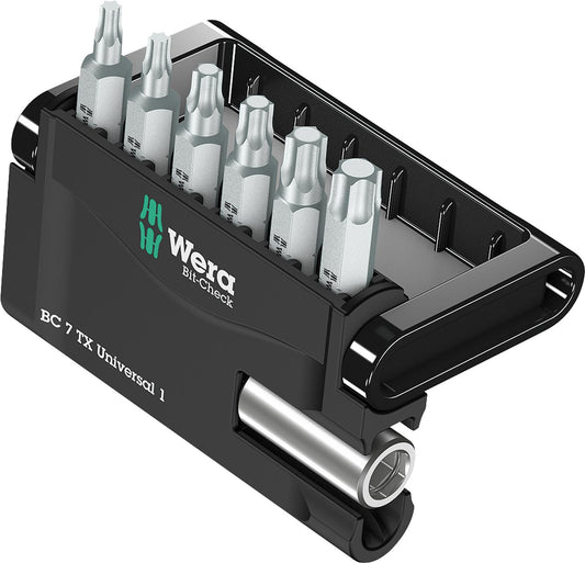 Coffret de 7 embouts TX WERA Bit-Check Universal 1 avec porte-embout universel