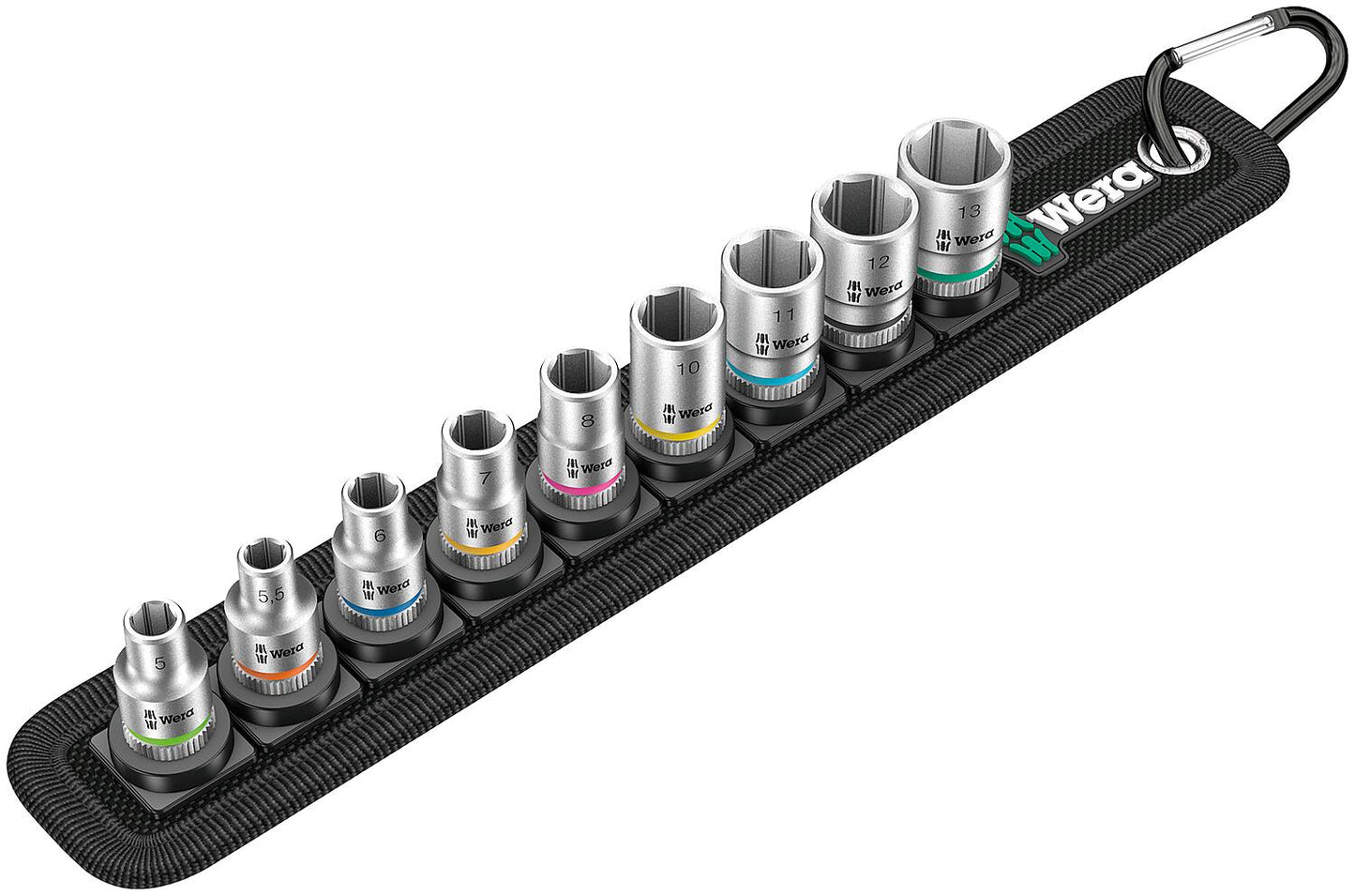 Satz Steckschlüsseleinsatz WERA 9-teilig 1/4", 6-kant, SW 5,0 - 13,0, kurz