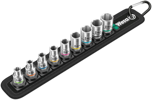Satz Steckschlüsseleinsatz WERA 9-teilig 1/4", 6-kant, SW 5,0 - 13,0, kurz