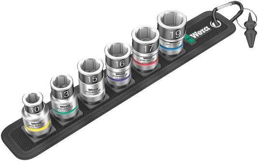 Satz Steckschlüsseleinsatz WERA 6-teilig 1/2", 6-kant, SW 10,0 - 19,0, kurz