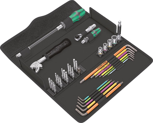 WERA 35-piece bit set with bit holder and pin wrench set in a textile box for window fitters