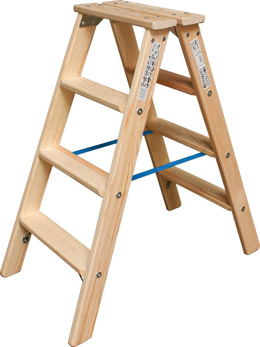 Wooden double step ladder, Krause 2x4 steps, 818416