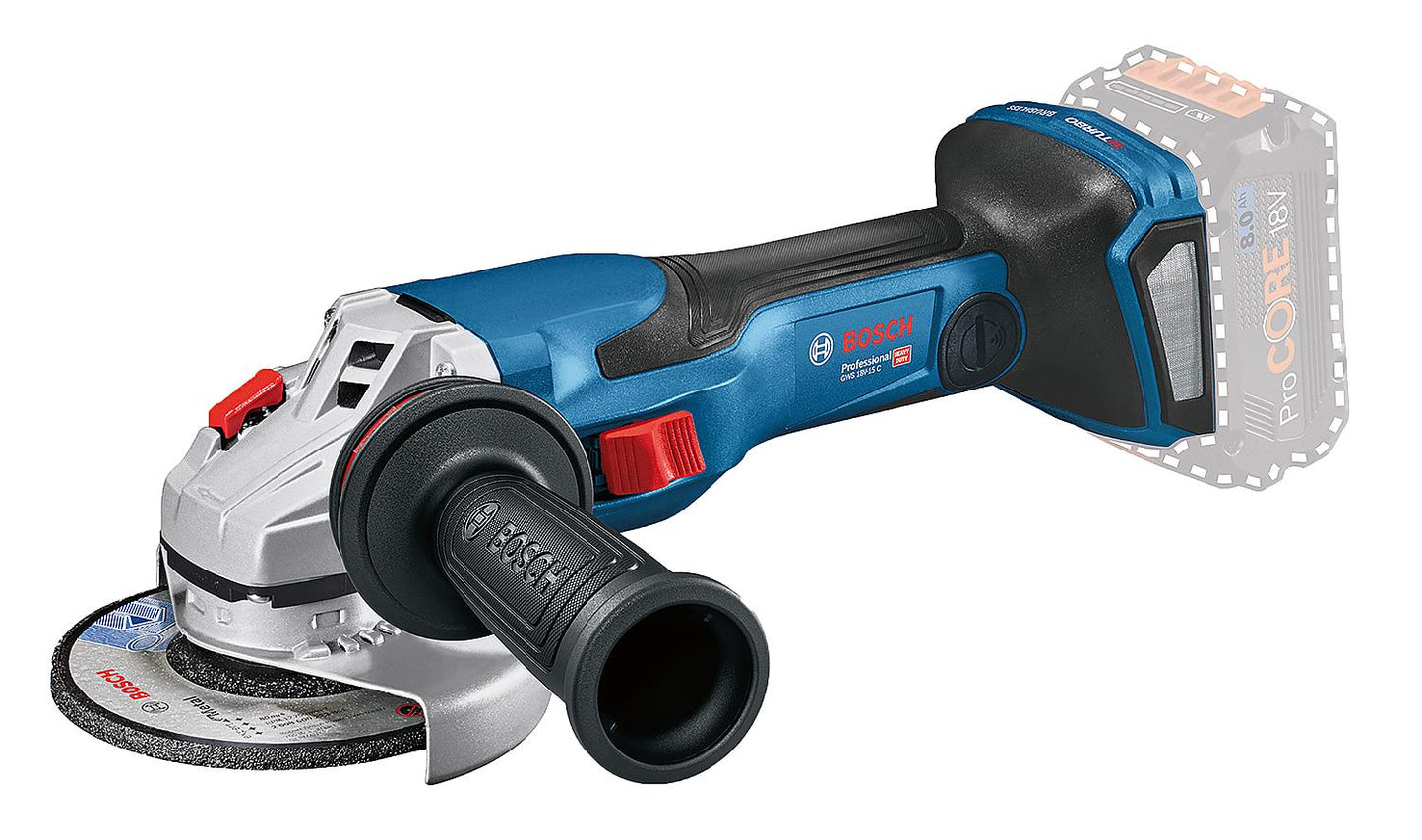 Bosch 18V GWS 18V-15 C cordless angle grinder without batteries and charger