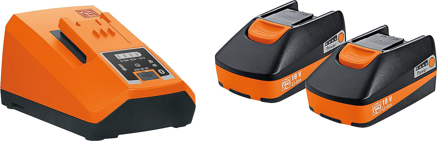 Fein 18V ALG 80BC battery set with 2x 3.0 Ah batteries and charger