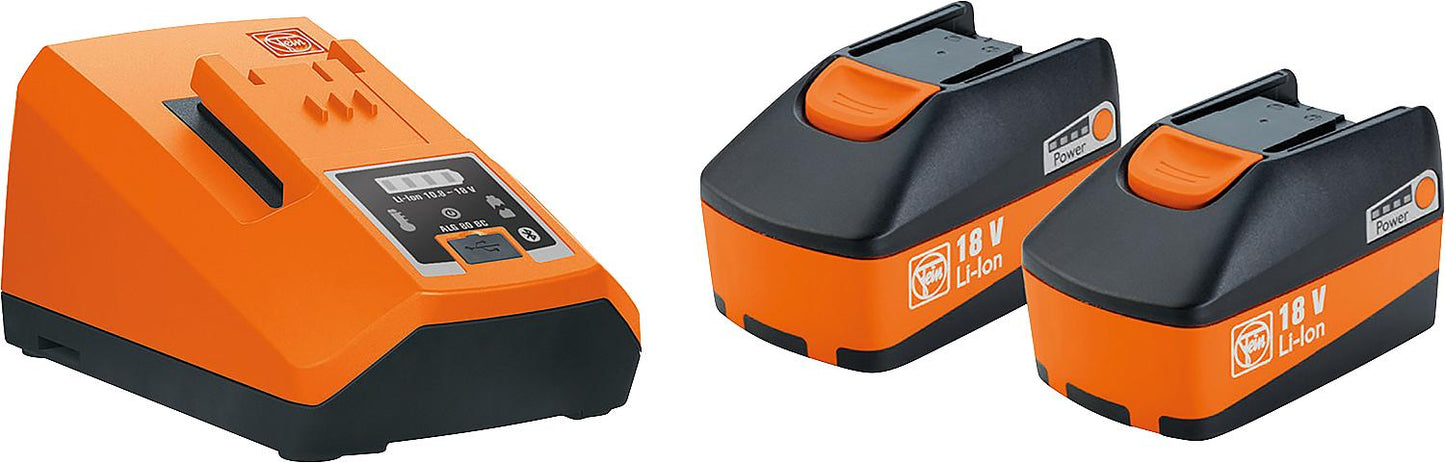 Fein 18V ALG 80BC battery set with 2x 6.0 Ah batteries and charger