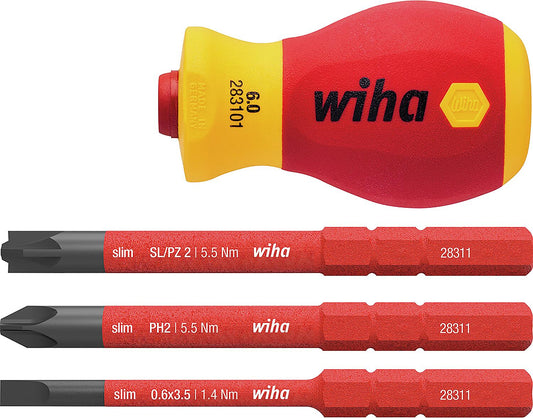 Wiha® VDE-Schraubendrehersatz, slimVario mit Stubby, 3-teilig