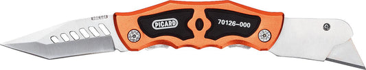 PICARD folding knife with blade, featuring a sport blade and a trapezoidal blade