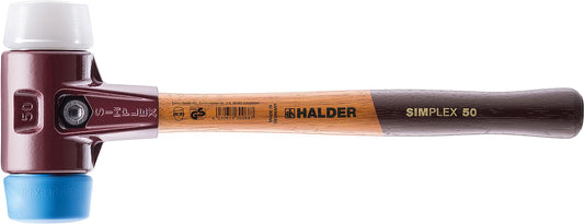 SIMPLEX soft-faced hammer Halder with TE housing and wooden handle, Superplastic/TPE-soft, Ø 30 mm