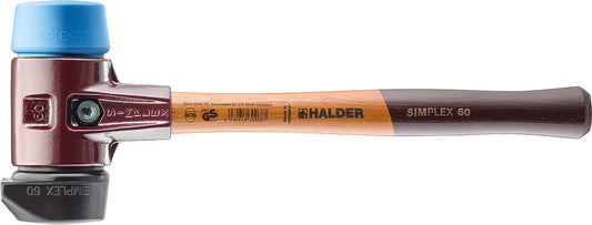 SIMPLEX soft-faced hammer Halder with TE housing and wooden handle, rubber compound with stand/TPE-soft, Ø 60 mm