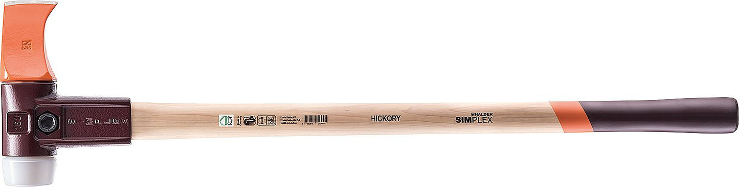 SIMPLEX splitting hammer Halder, with TE housing and hickory handle, Ø 60mm, handle 830 mm, incl. leather cutting guard