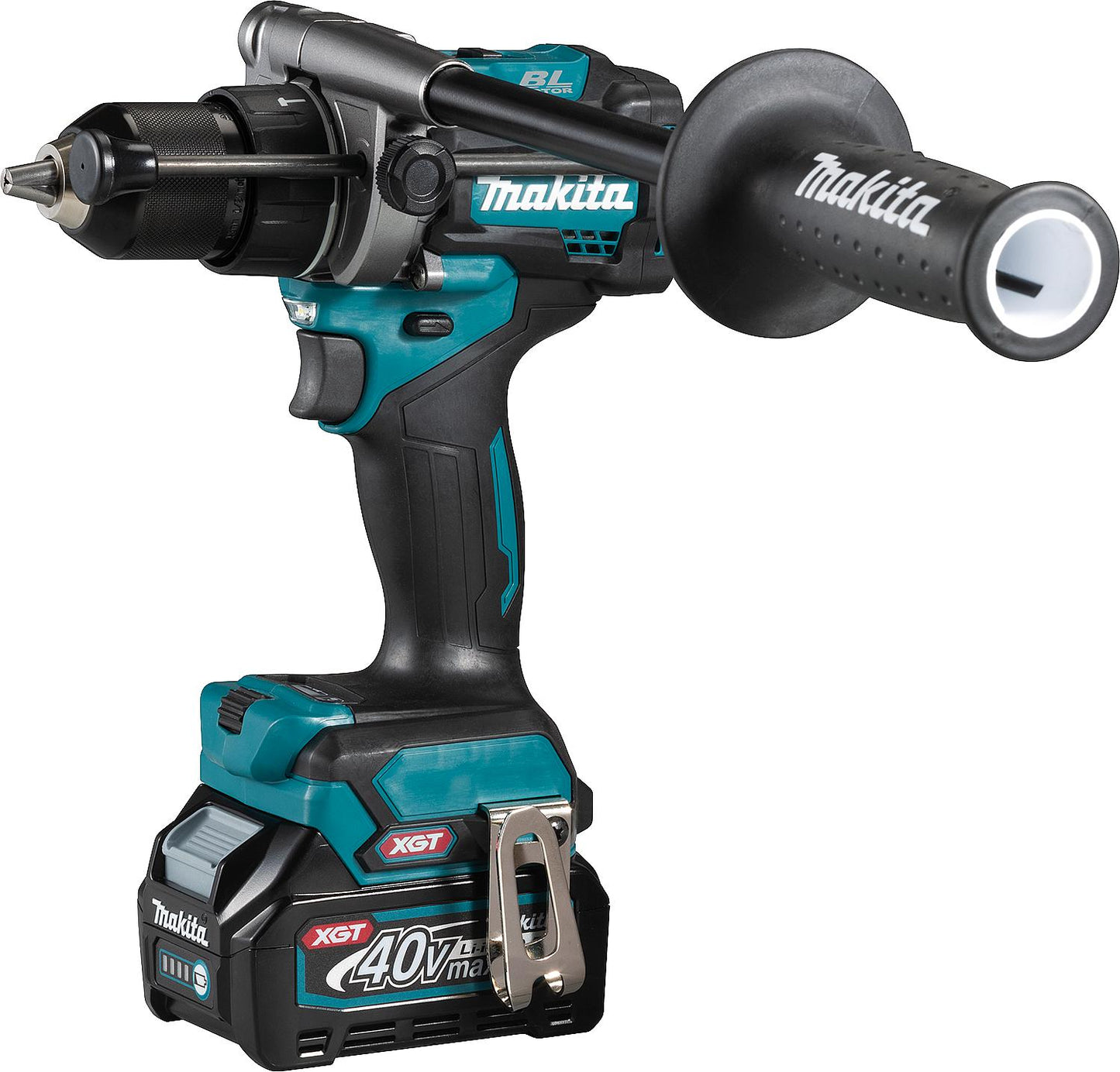 Makita 40V HP001GD201 cordless impact drill/driver with 2x 2.5 Ah batteries and charger
