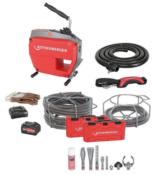 Akku-Rohrreingungsgerät R600 VarioClean mit Duraflex Spiralen-/ Werkzeugset 16 + 22 mm