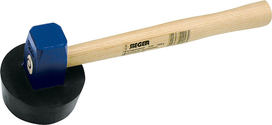 Sieger tile-laying hammer, 1500 g, round, vulcanized, wooden/bend wedge, ash handle 38 cm