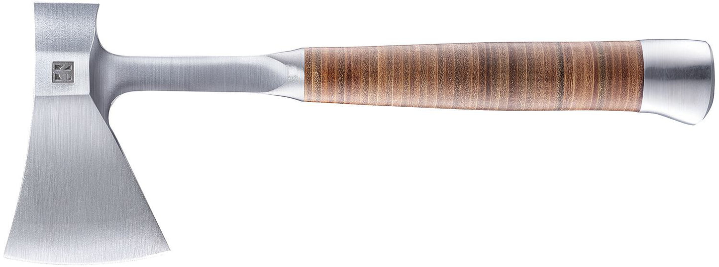 Handbeil Halder mit Ledergriff, Länge 370 mm, Schneidenlänge 90 mm, inkl. Ledergürteltasche als Schneidenschutz