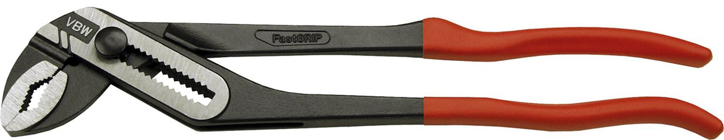 VBW® FastGRIP water pump pliers, 180mm length, with push button and plastic coating