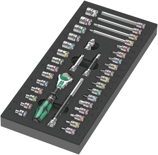 Steckschlüsselsatz WERA Zyklop 8000 A 37-teilig 1/4" in Schaumstoffmodul