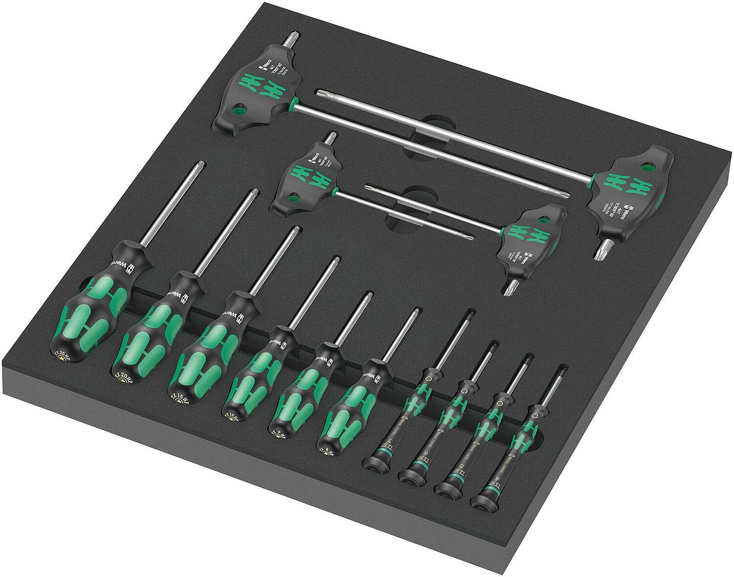 Jeu de 14 tournevis WERA TORX® en module mousse