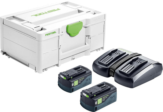 Akku-Set Festool SYS 18V 2x5,0/TCL 6 DUO, 577707 mit 2x 5 Ah Akkus und Doppelladegerät mit Transportkoffer