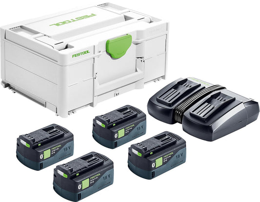 Akku-Set Festool SYS 18V, 577709 4x5,0/TCL 6 DUO, mit 4x 5 Ah Akkus und Ladegerät mit Transportkoffer