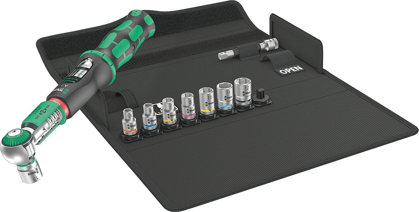 WERA Safe-Torque A1 torque wrench set, 11-piece, 1/4" drive, 2-12 Nm