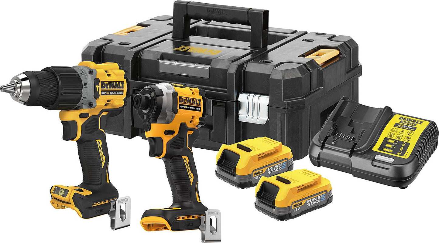 DeWALT 18V 2-piece battery set DCK2050E2T-QW including impact drill/driver, impact driver, and 2 x 1.7 Ah batteries