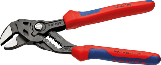 Pince-clé KNIPEX, finition polie, L=180 mm avec poignée multi-composants