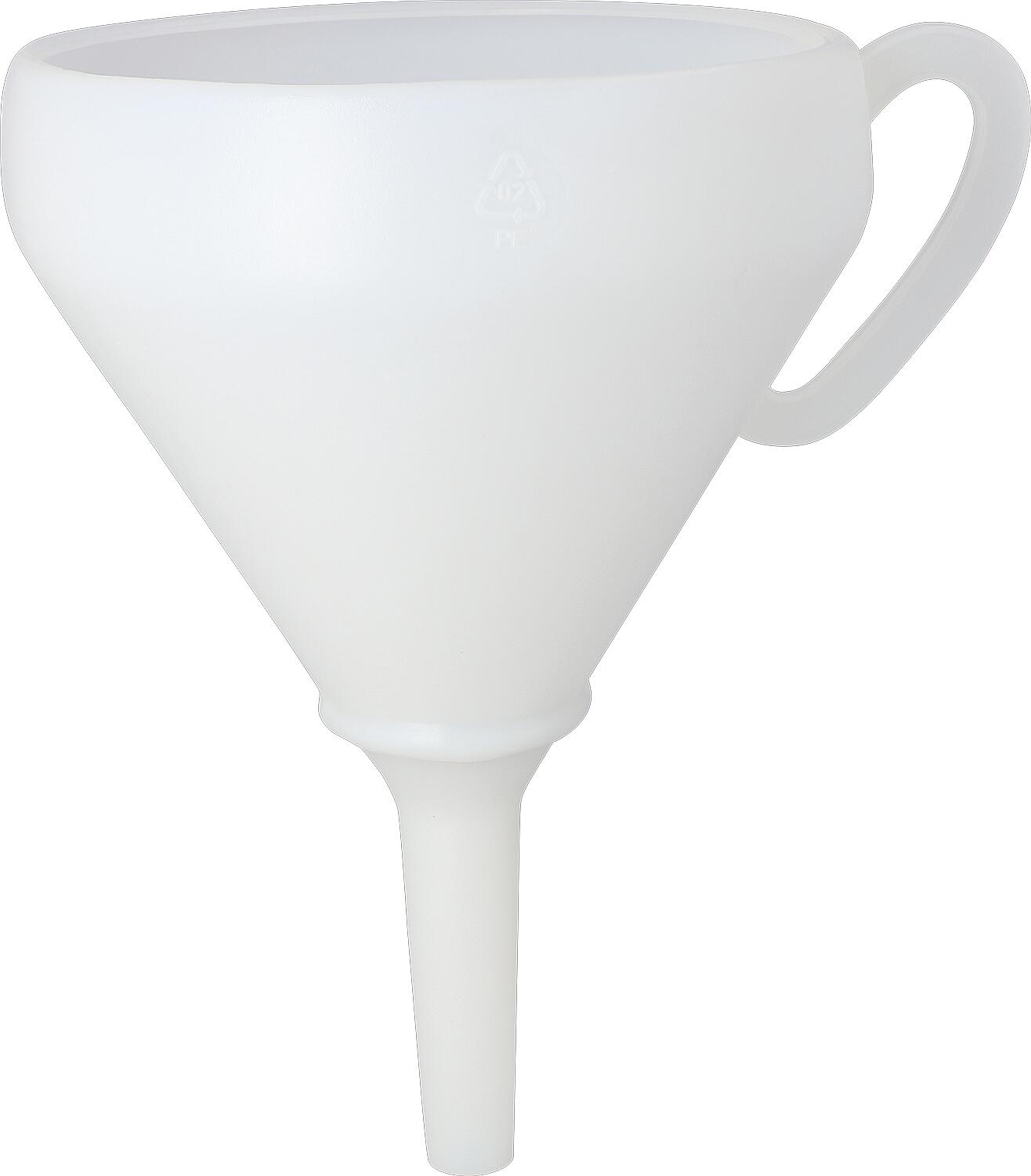 Funnel 260 mm HD-PE, with sieve, handle, natural color