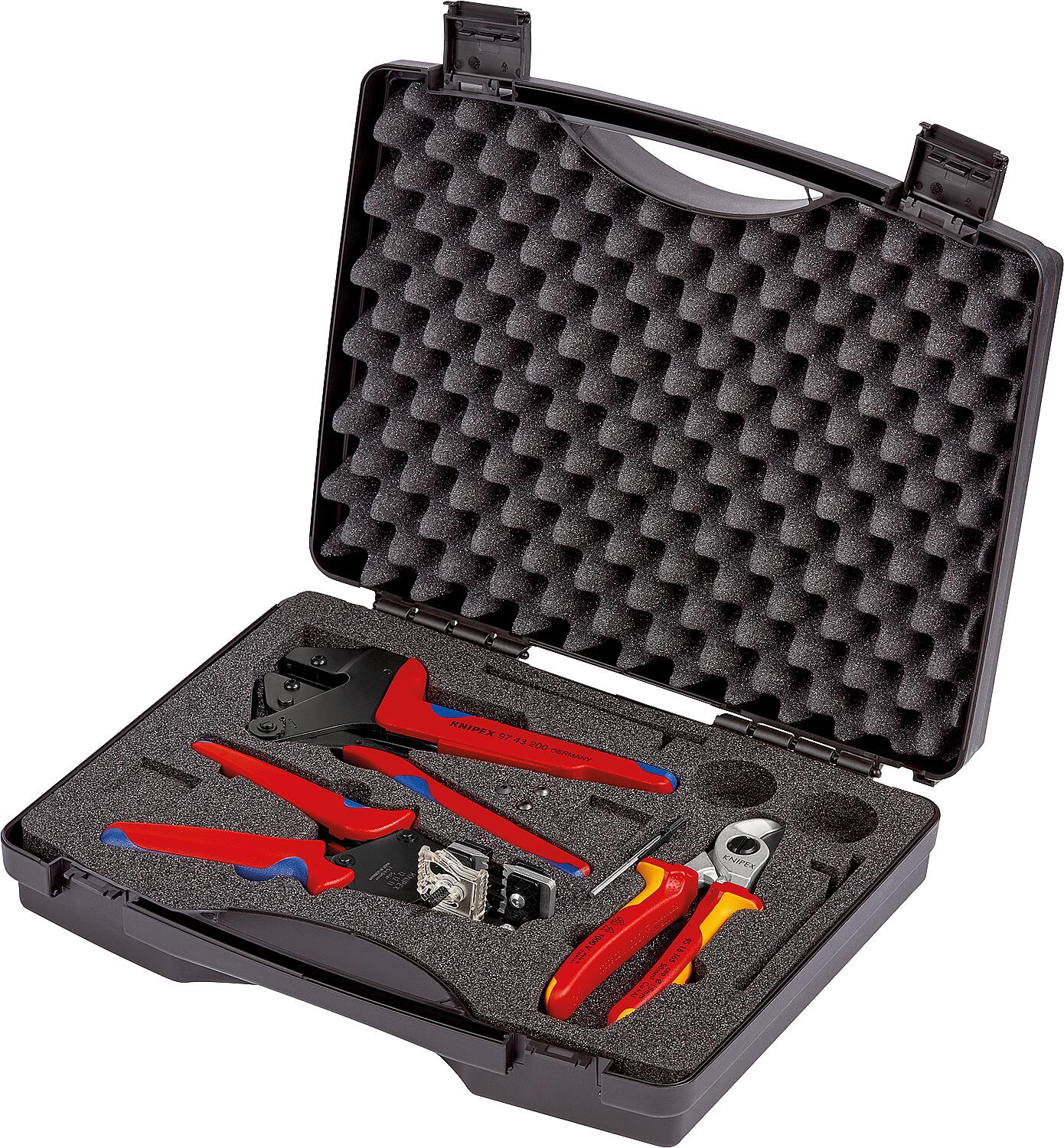 KNIPEX tool set for photovoltaics 97 91 01, 3-piece, in a transport case