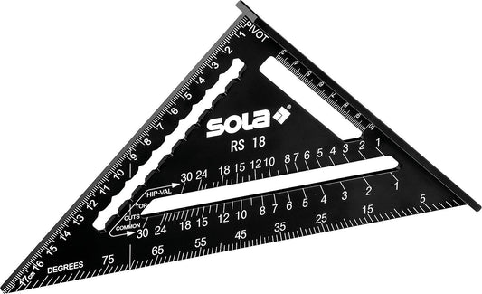 SOLA angle triangle, RS 18, aluminum, 180mm, with stop