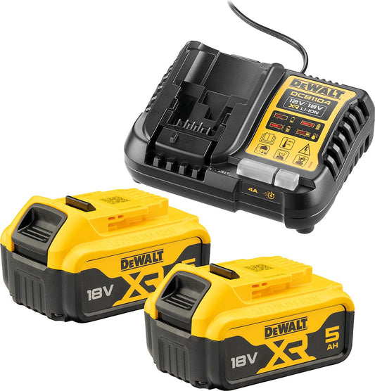 Akku-Starter-Set DeWalt DCB1104P2-QW 18V mit 2 x 5,0 Ah Akkus XR und Schnellladegerät