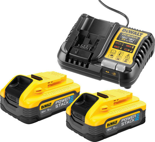 Akku-Starter-Set DeWalt DCB1104H2-QW 18V mit 2 x 5,0 Ah Akkus Powerstack und Schnellladegerät