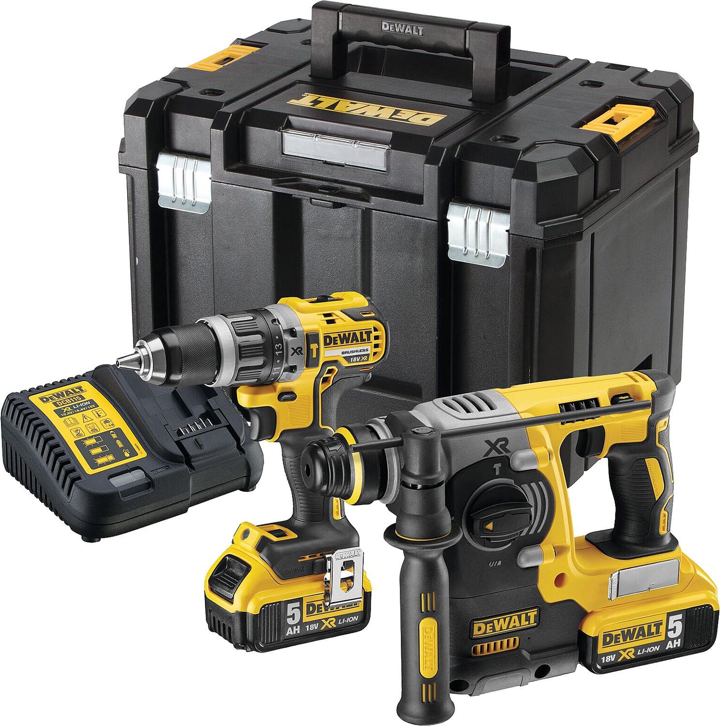 Battery set DCK207P2T-QW, 18 V, 2 parts, with 2 x 5.0 Ah batteries, 1 x