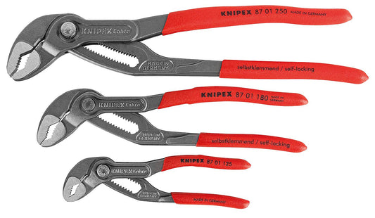 Jeu de pinces multiprises KNIPEX Cobra®, 3 pièces, longueurs (mm) : 125 à 250, dans un étui enroulable