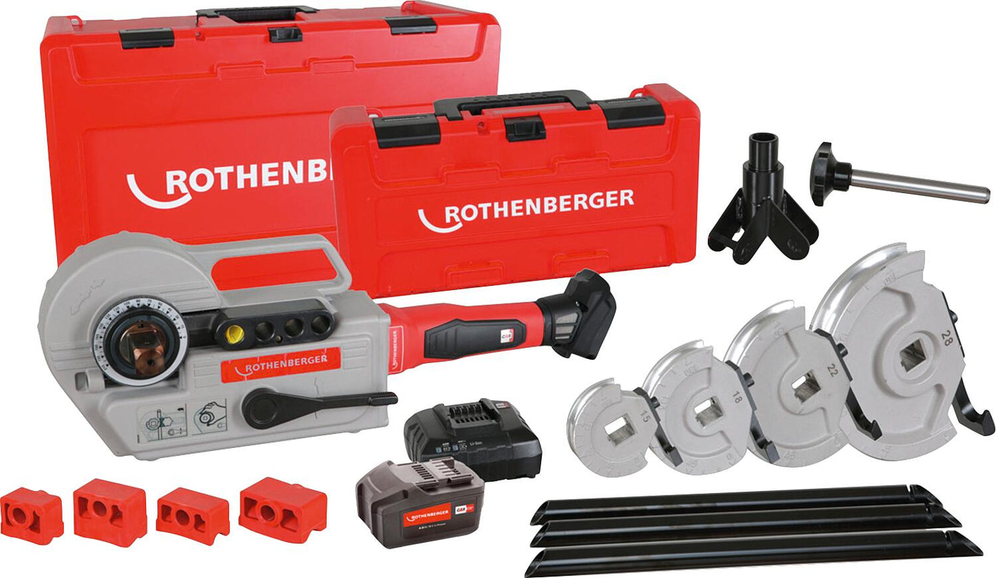 Akku-Rohrbeger Rothenberger ROBEND 4000E Set, mit Akku 4Ah, Ø15-18-22-28 mm
