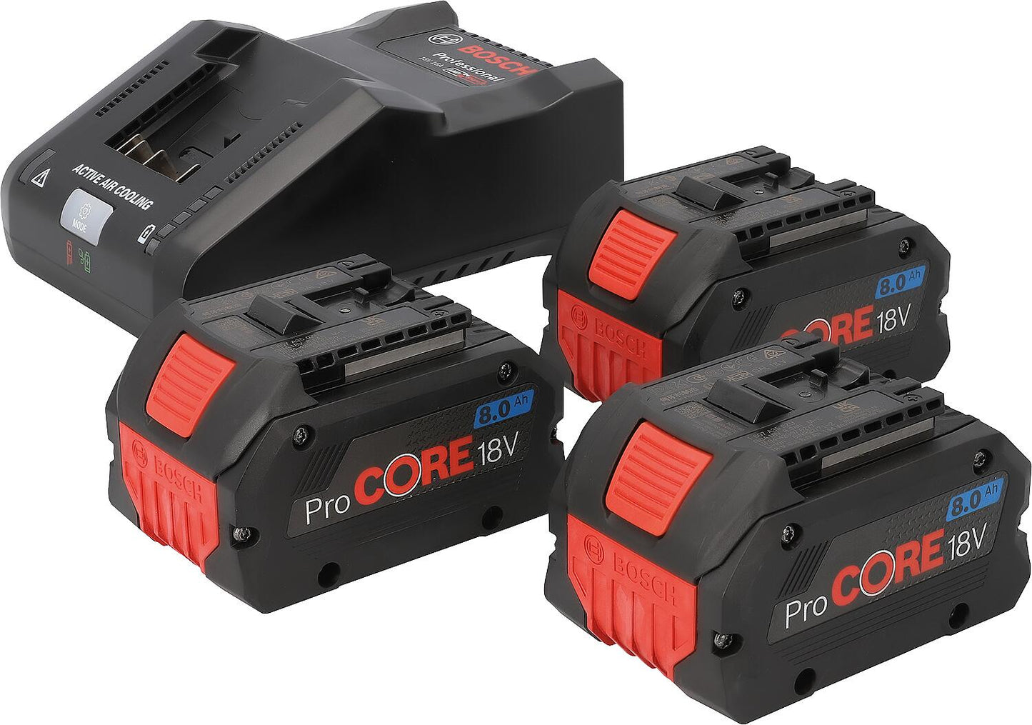 Akku-Set BOSCH 18 V, 3x 8,0 Ah ProCore Akkus und Ladegerät