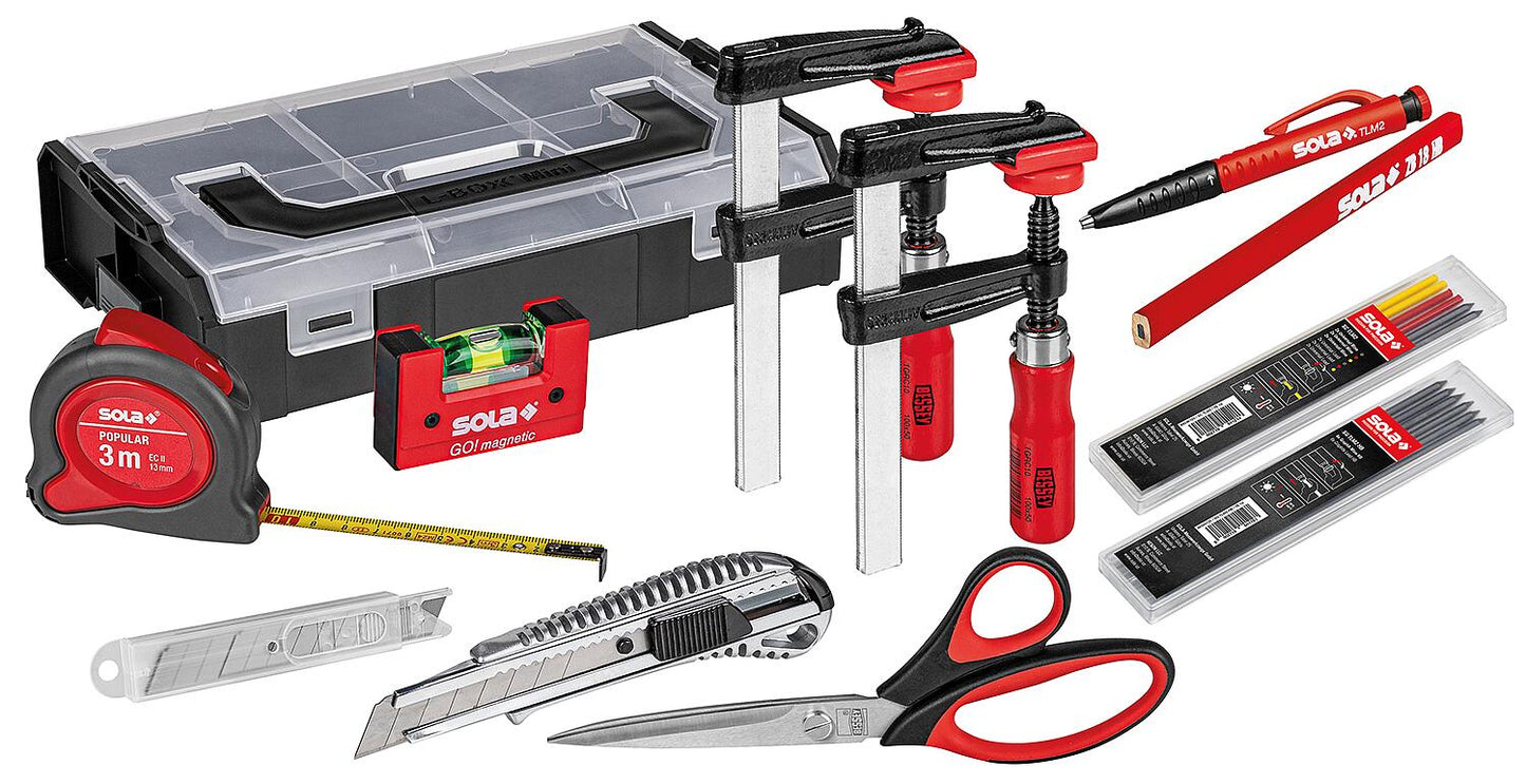 Coffret d'outils à main Sola 11 pièces en L-Boxx mini