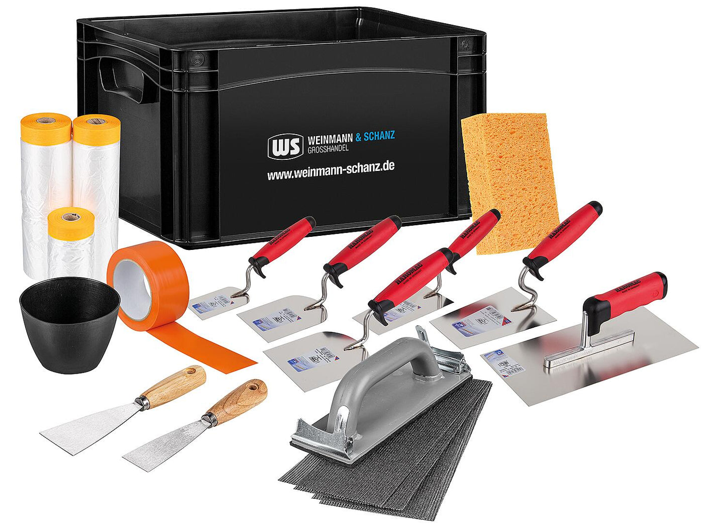 Kellen- und Spachtel-Set Haromac 19-teilig mit Goldband mit Abdeckfolie in WS Transportbox