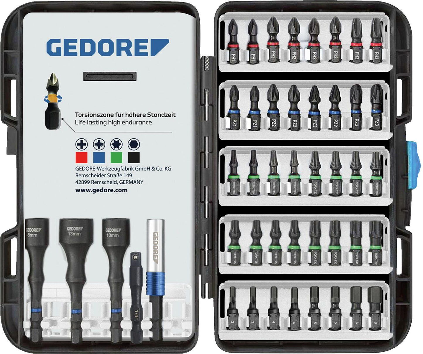 GEDORE bit set with torsion zone, 45 pieces
