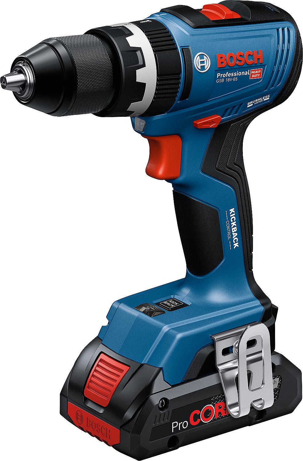 Bosch GSB 18V-65 18V cordless impact drill/driver with 2 x 4.0 Ah ProCORE batteries and charger