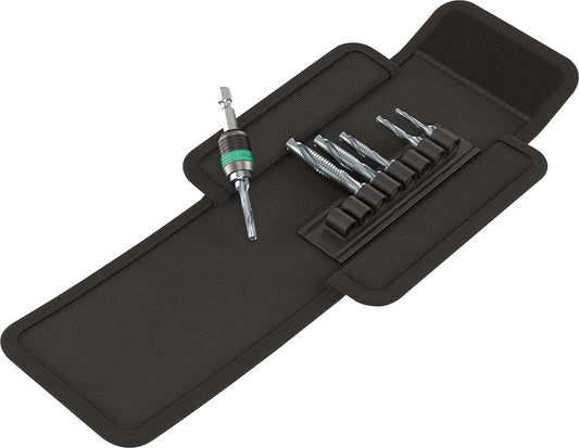 WERA 847/7 7-piece combination tap and die set, including folding case