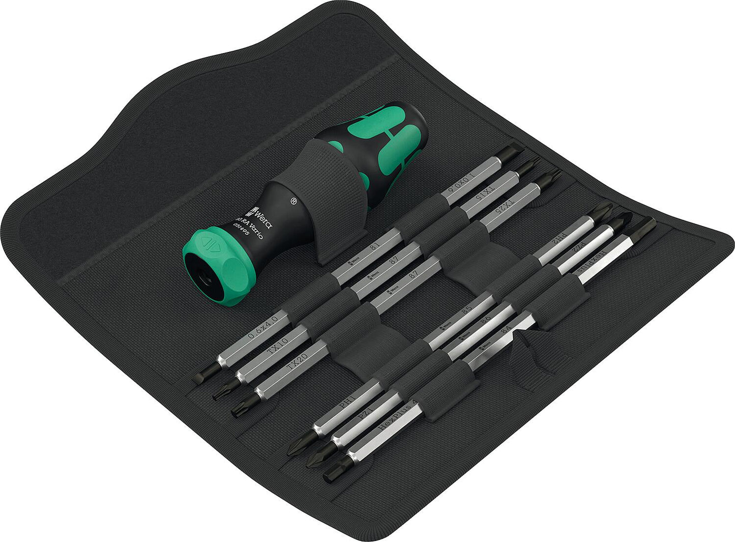Vario-Handhalter mit Ratschenfunktion Wera Kraftform Kompakt Vario RA, 7‑teilig
