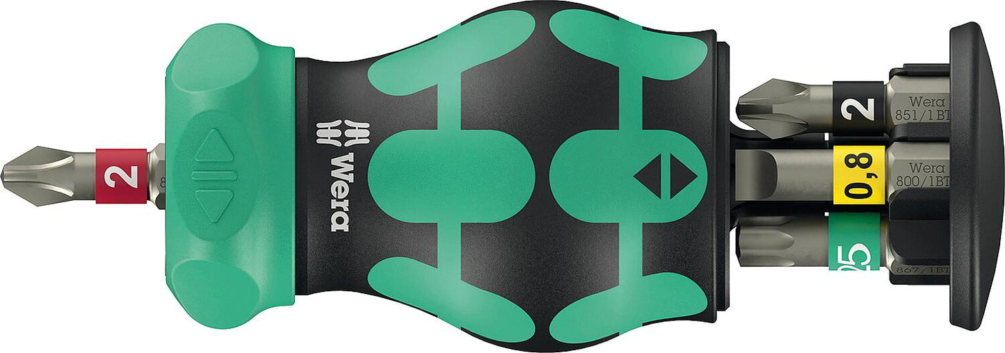 Magazin-Bithalter mit Ratschenfunktion Wera Kraftform Kompakt Stubby Magazin RA 2, 6‑teilig