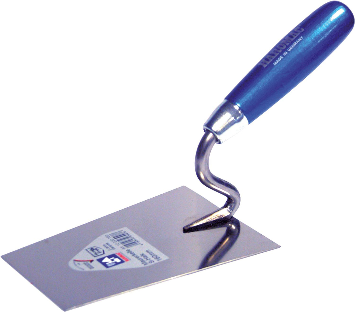HAROMAC S-neck trowel, 160mm, stainless steel, blue handle